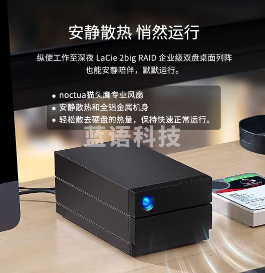 雷孜 移动桌面硬盘 36TB 企业级 2big RAID 机械硬盘 Type-C/雷电3/4 双2盘位磁盘阵列 CMR垂直