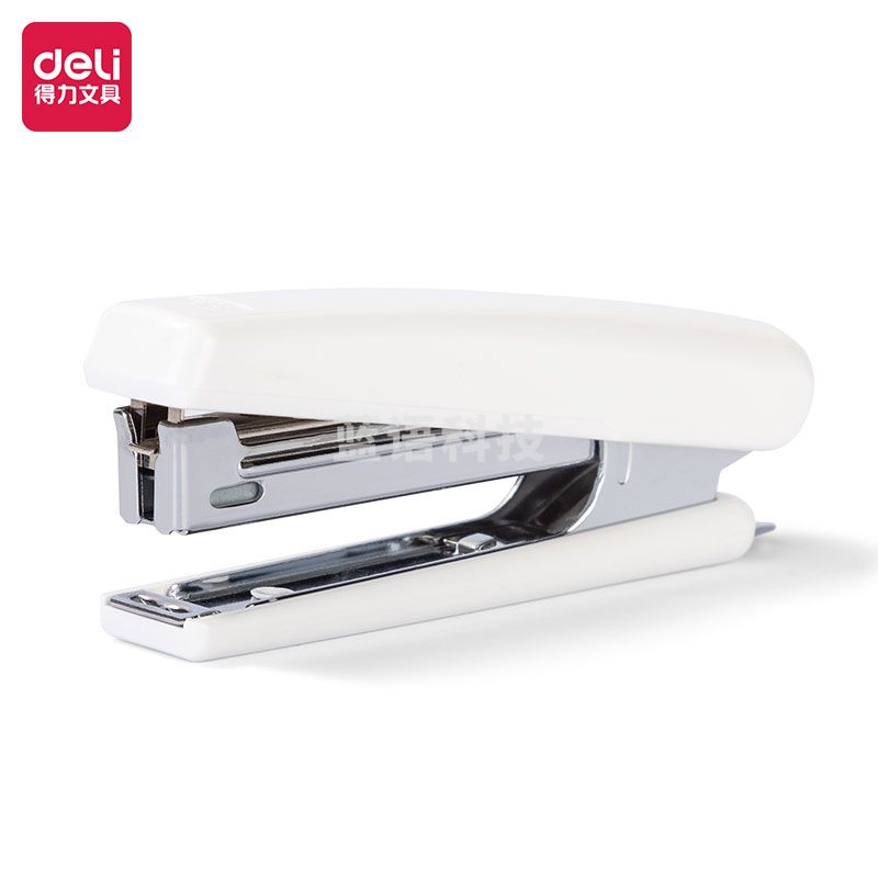 得力(deli) 0221 经典耐用订书机/订书器 尾部自带起钉器(适用10#钉) 白色