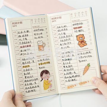 三年二班 365天每日计划本时间管理日程本笔记本本子 随身便携小学生日程规划本自律学习考研记事本 天空蓝