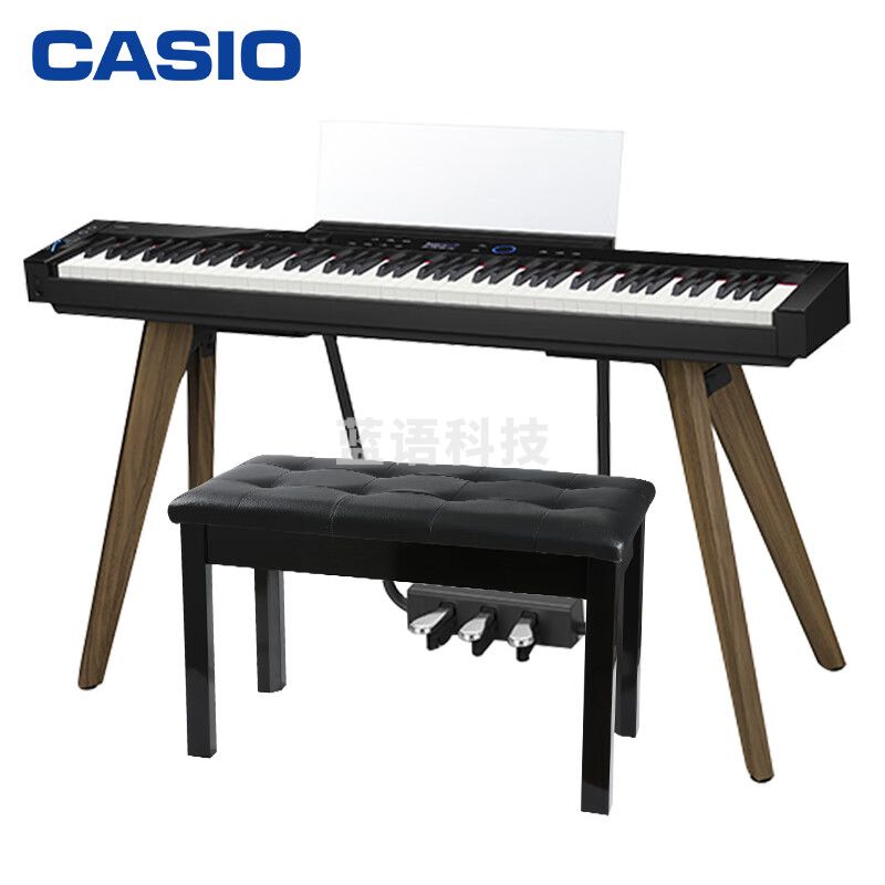 卡西欧（CASIO）电钢琴PX-S7000BK玄黑智能触摸屏 88键重锤高端蓝牙双电时尚套机