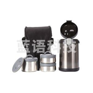 乐扣乐扣 LOCK&LOCK LHC8034DGRY 便携式一体式饭盒 304不锈钢保温饭盒保温桶 便当盒+饭盒包 2L深灰色