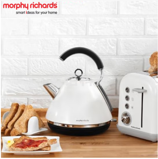 摩飞电器（Morphyrichards）家用壶304不锈电热水钢大容量烧水壶半封闭把手 MR7456A 白色 1.5L