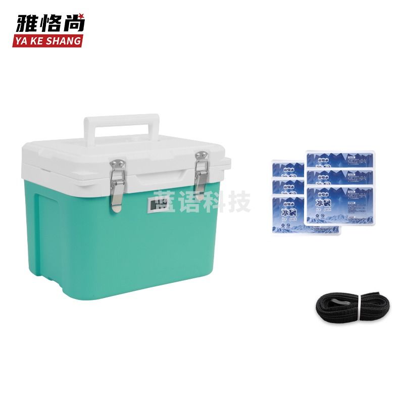 雅恪尚 疫苗冷藏箱便携式保温箱胰岛素冷链保冷生物安全运输箱 6L(水绿色)+温度计+冰袋 教学仪器