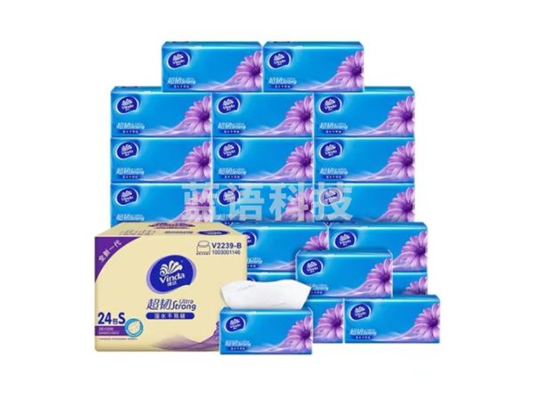 维达（Vinda）抽纸超韧3层130抽*24包S码 湿水不易破 纸巾 整箱