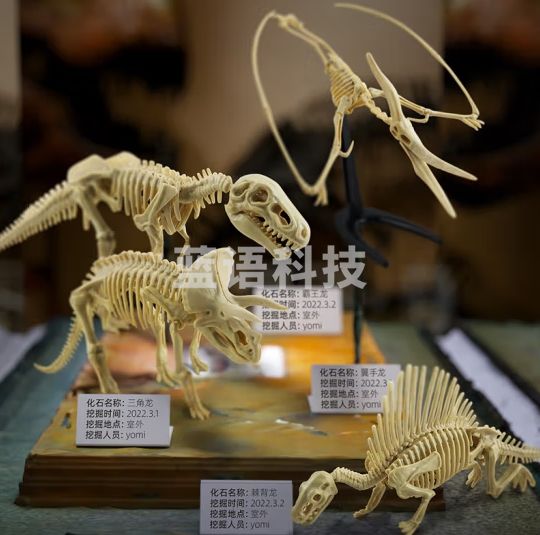 科学罐头中生代超级恐龙化石男孩挖掘套装玩具考古挖掘组装拼搭3-6岁儿童玩具小孩生日节日礼物礼盒