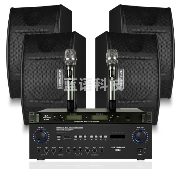 菱声（LINGSHENG） 家庭KTV音响套装会议室音响设备店铺壁挂音箱专业卡包音响酒吧 一拖四会议音响套装A(使用面积150-350平)
