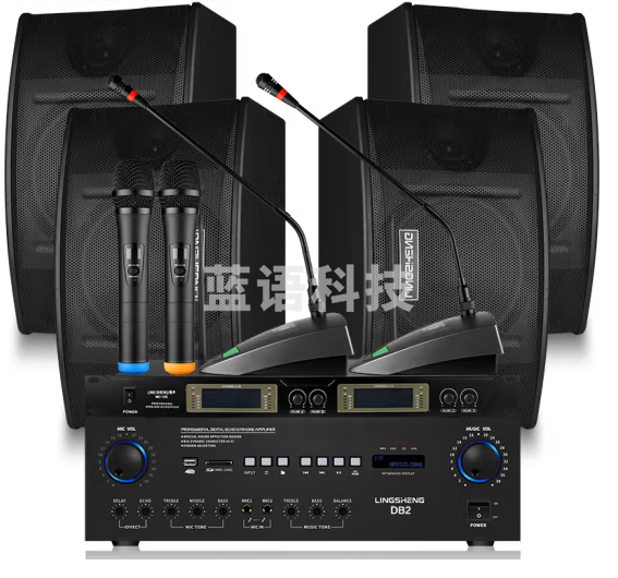 菱声（LINGSHENG） 家庭KTV音响套装会议室音响设备店铺壁挂音箱专业卡包音响酒吧 一拖四会议音响套装B(使用面积150-350平)