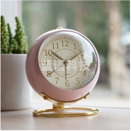 汉时（Hense）创意时尚儿童闹钟女孩学生专用床头钟懒人闹表桌面时钟HA08粉色