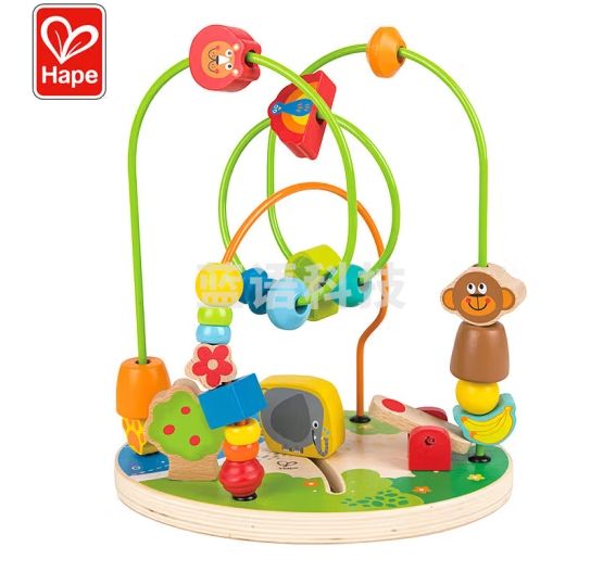 Hape绕珠玩具木质铁线串串珠早教1-3周岁男女小孩宝宝亲子互动礼物 森林游乐园【E8340】