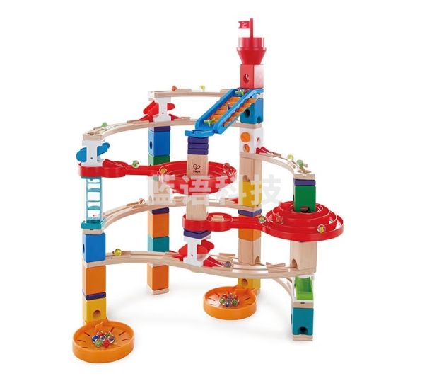 Hape积木玩具steam夸得瑞拉滚珠架拼装男女小孩礼物 夸得瑞拉变轨螺旋套E6024