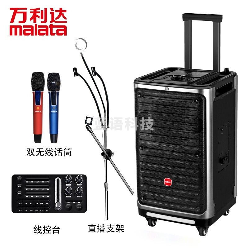 万利达（malata）M+9811 12英寸广场舞声卡音响蓝牙拉杆音箱户外便携式音响大功率低音炮带无线麦克风一体机