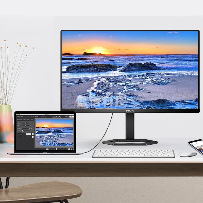 飞利浦27E1N5800E 27英寸 4K IPS 10bit 99.9%sRGB 智能分屏低蓝光 旋转升降 专业设计办公显示器 娱乐显示屏