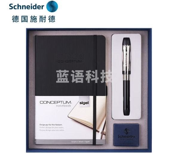 施耐德（Schneider）钢笔记事本套装生日礼物德国进口签字用笔礼品笔记本礼盒装F尖智者ID9261