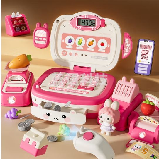 赟娅儿童超市收银机台玩具早教智能识别仿真过家家宝宝男女孩生日礼物 收银台45件套【对讲+语音+称重】