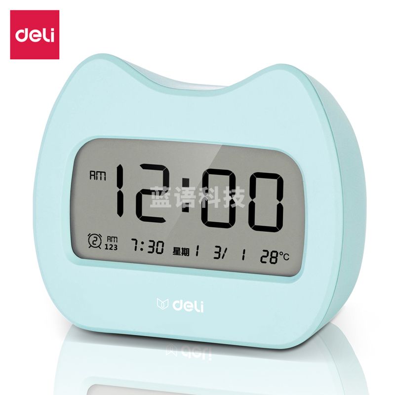 得力LE101-GN萌宠闹钟(绿色)(1台/盒 赠送7号电池*2)