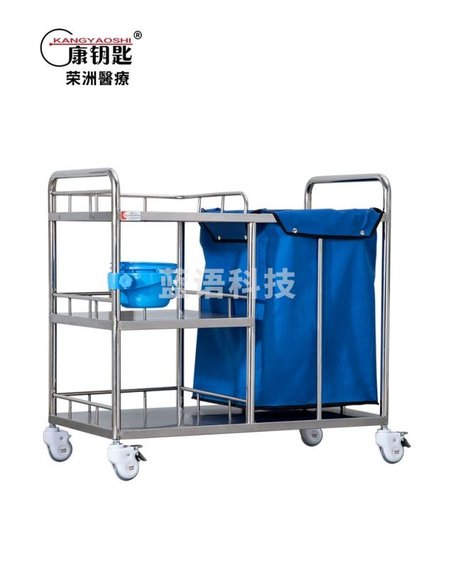 康钥匙YZB0043V 不锈钢污物车 护理车  晨护被服回收推车 教学仪器
