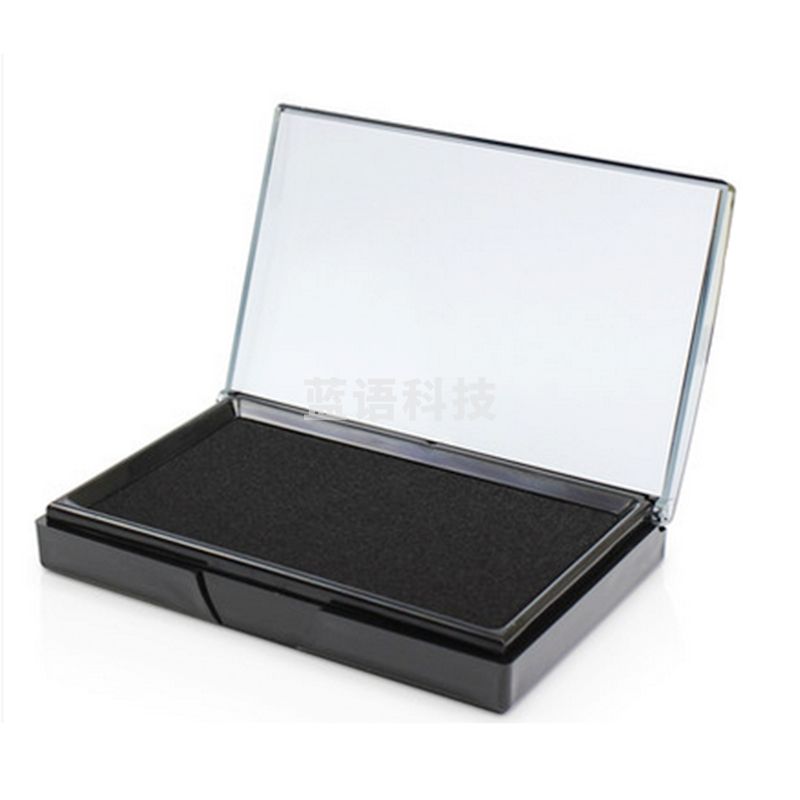 得力(deli)137*88mm透明外壳方形快干印台印泥 黑色9864