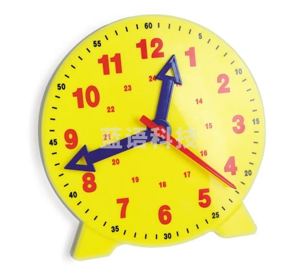 六鑫 25cm大号钟面模型 三针联动24时 一年级老师演示时钟学习钟表学生用小学数学教具 25cm三针联动24时钟表模型