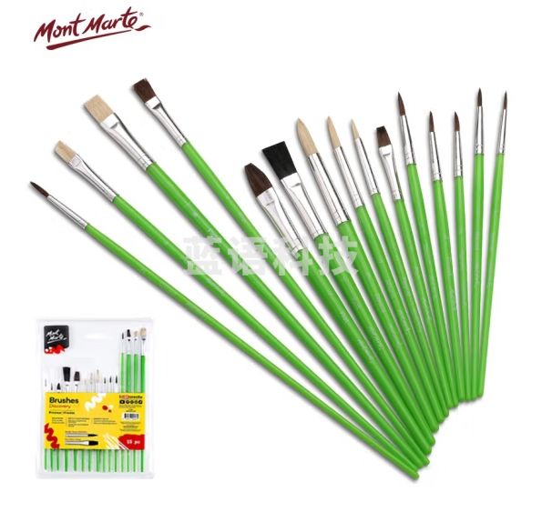 蒙玛特(Mont Marte)15支装丙烯油画笔套装 水彩颜料画画笔专业美术勾线笔 儿童画笔刷水粉笔画具画材MPB0008