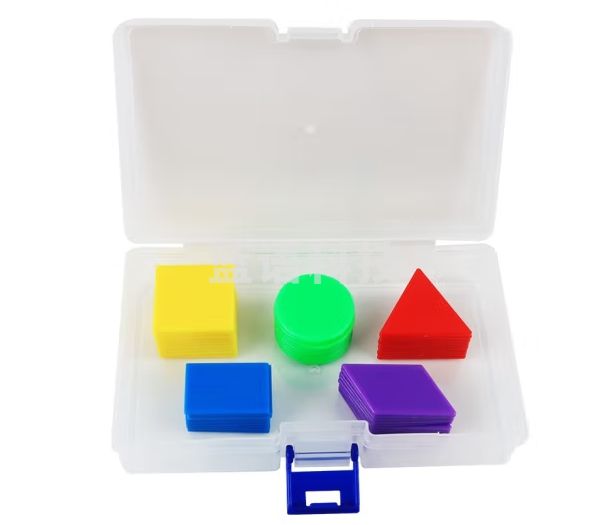 六鑫 3cm彩色计数形状片 三角形 正方形 圆形 长方形 幼儿识数 几何图形认知小学数学教具 3cm 5形状计数片50片【收纳盒】