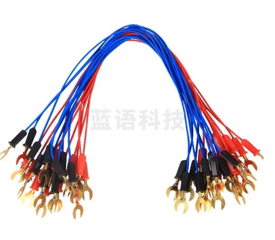 六鑫物理导线U形叉导线鳄鱼夹导线 电学电路教学实验导线实验导线连接线 铜头导线 两头U形叉导线红蓝各5根【铜】