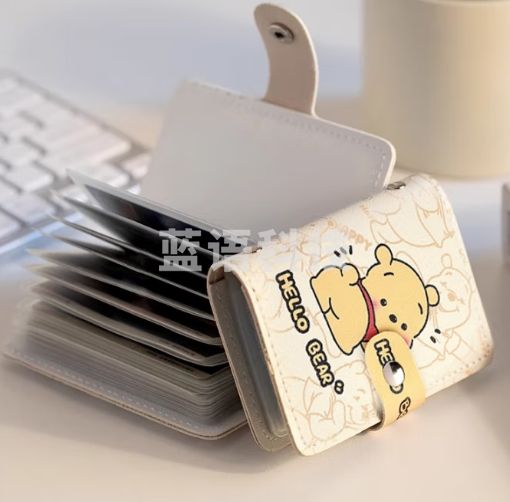 佳茉 卡通可爱卡包女式个性大容量多卡位防消磁证件位卡套男创意名片夹 翘屁屁小熊 【 20卡位+2零钱证件位】