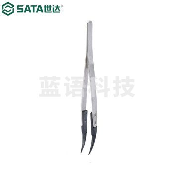 世达(SATA)03161防静电宽头/弯头/尖头镊子130mm 防静电弯头镊子130MM