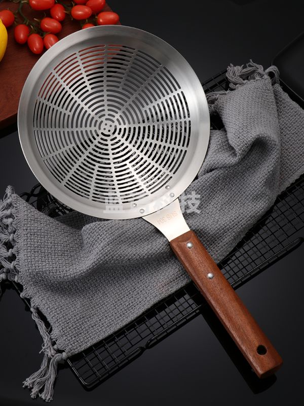 304不锈钢漏勺厨师油鼓漏厨房捞勺大号加厚油炸火锅家用过滤漏网