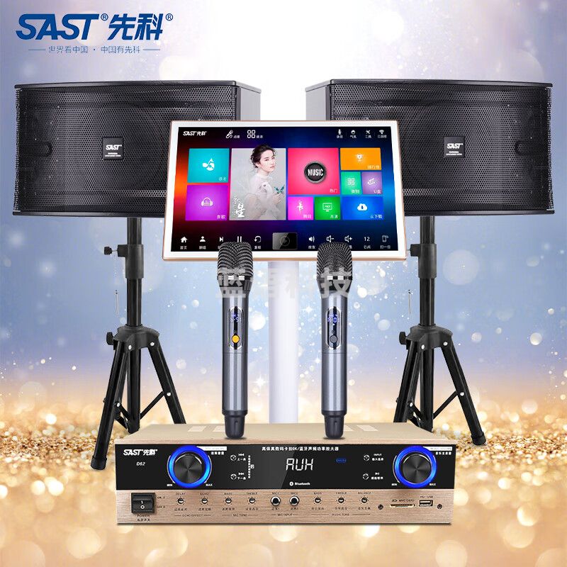 先科(SAST) D62 家庭影院ktv音响套装点歌机一体机家用功放机卡拉OK点唱机卡包音箱设备 8英寸
