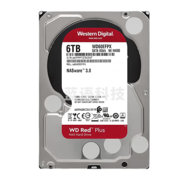 西部数据WD60EFPX NAS硬盘 WD Red Plus 西数红盘Plus 6TB 5400转 256MB SATA CMR