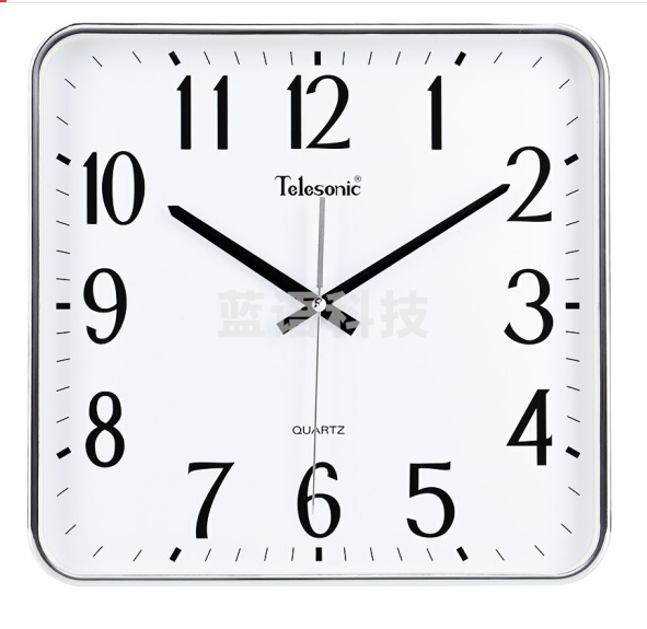 天王星 (Telesonic )Q0677-2 挂钟13英寸时尚创意客厅时钟表酒店办公静音石英挂表 电镀银
