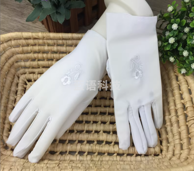 女士弹力刺绣白手套 小号