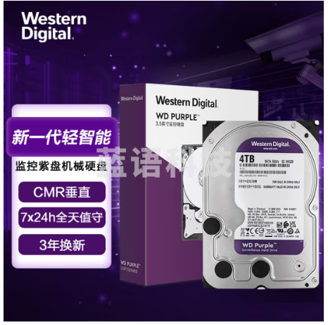 西部数据(Western Digital) WD22EJRX紫盘 2TB SATA6Gb/s 256M 垂直CMR 监控硬盘