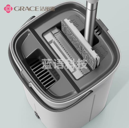 洁丽雅（Grace）免手洗平板拖把 刮刮桶 共2块拖布