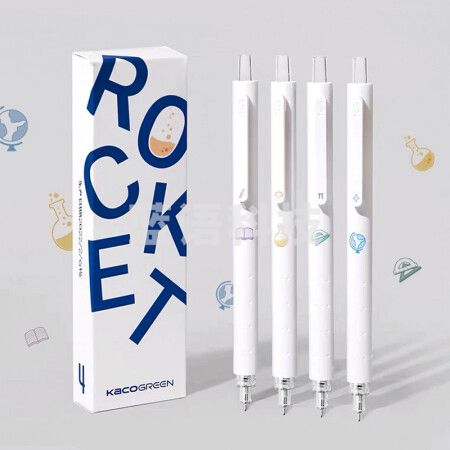 KACO菁点学科按动中性笔高颜值0.5mm黑笔学生刷题签字笔水笔4支/盒 K1028