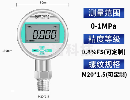 压力表	量程 0-1Mpa 精度 0.4级  G1/2