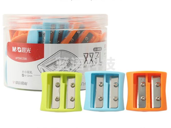 晨光(M&G)文具学生手动卷笔刀 铅笔削笔器 削尖提示双倍速度转笔刀 颜色随机 APSN1298(单个装）