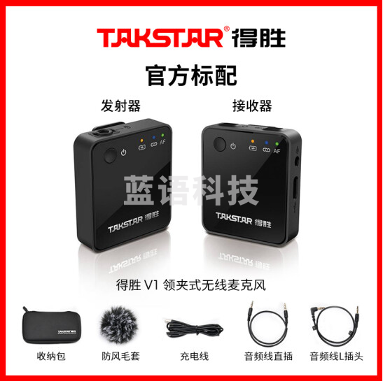 得胜(TAKSTAR)  V1 无线领夹麦克风小蜜蜂录音设备 单反采访降噪户外直播收音麦 V1官方标配 黑色