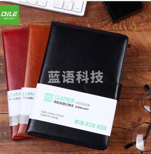 递乐 磁搭扣商务笔记本定制/加厚日记本/皮面记事本/复古办公会议本120张 4327黑色