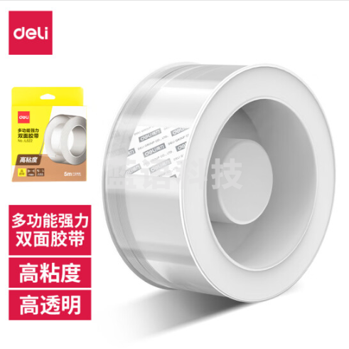 得力JL522双面透明胶带2mm*3cm*5m(透明)(1卷/盒)