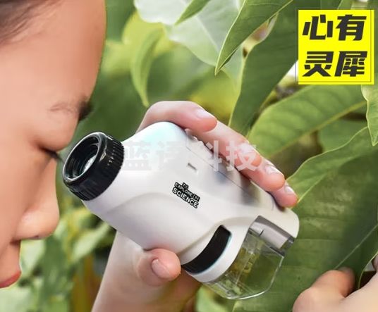 心有灵犀 儿童便携式显微镜玩具中小学生手持科学实验器材套装三合一放大镜 3-6-10岁 便携显微镜套装【包含12片标本+手机支架】