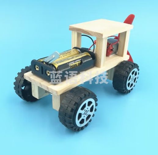 心有灵犀 风力越野车科技小制作diy拼装小发明电动风力小车科学物理实验学生作业材料包男孩女孩 手工自制风力越野车