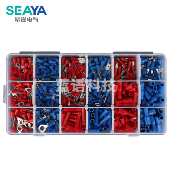希崖 冷压端子 电线接头插簧接线端子预绝缘端子线鼻子压线帽组合套装 18合1（360只）