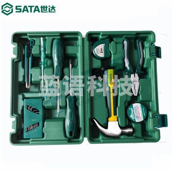 世达(SATA) 五金工具箱家庭工具套装15件螺丝刀扳手内六角锤子安装组套05162