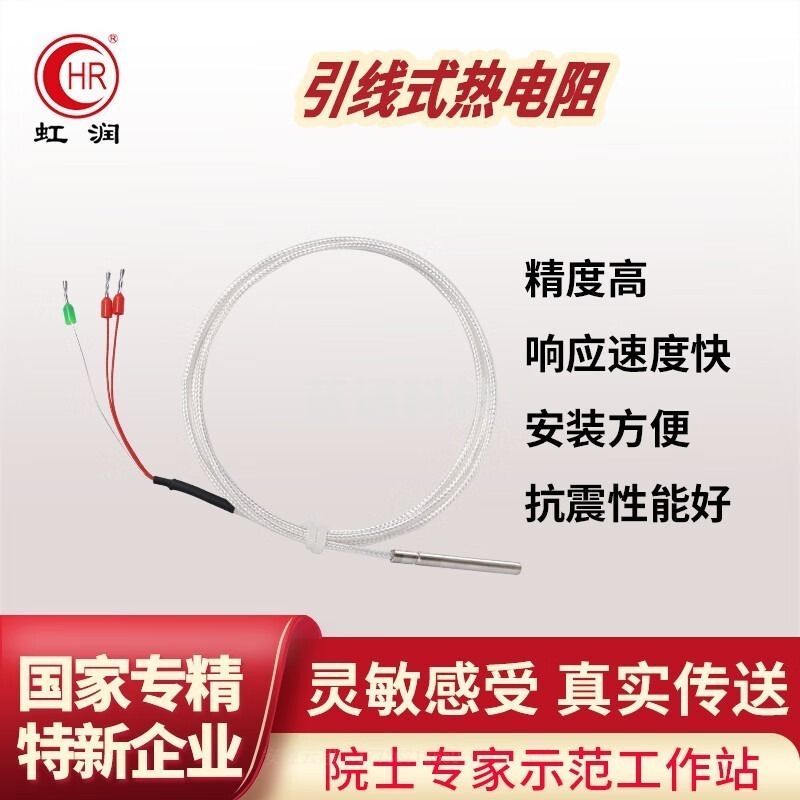 采之采虹润 热电阻 测温探头 温度传感器 PT100引线式铠装K偶温度探头WZP 热电阻φ4*40*1000mm 温度传感器