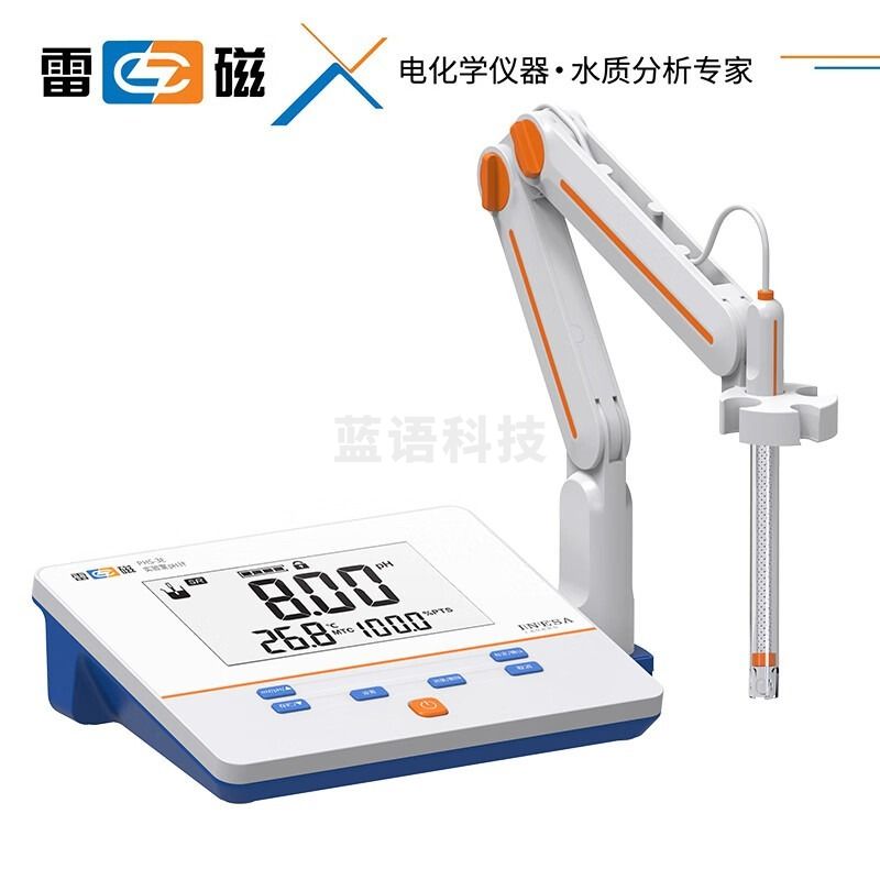 采之采上海雷磁全新升级 精密数显PHS-3E型实验室台式pH计酸度计 水质酸碱PH值测试仪 E-301-QC电极 自动温度补偿