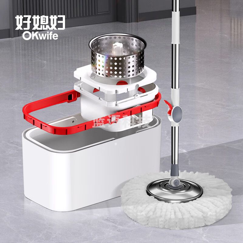 好媳妇 旋转拖把桶套装 可拆清洗篮 共2块布 HD-7410A-1
