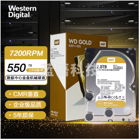 西部数据(WD)WD2005VBYZ金盘 2TB SATA6Gb/s 7200转128M 企业硬盘