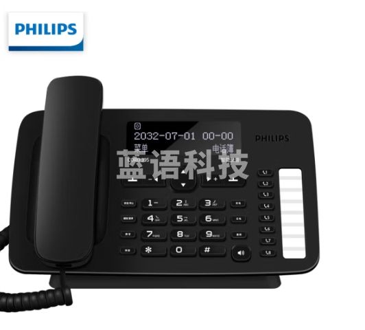 飞利浦（PHILIPS）录音电话机 固定座机 办公家用 自动 手动录音2700小时 可存1000组中文电话本 CORD395 黑色