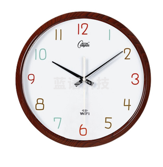 康巴丝 WI-FI智能网络挂钟 自动校时考场办公钟  01款-咖色 13英寸33*33*5cm